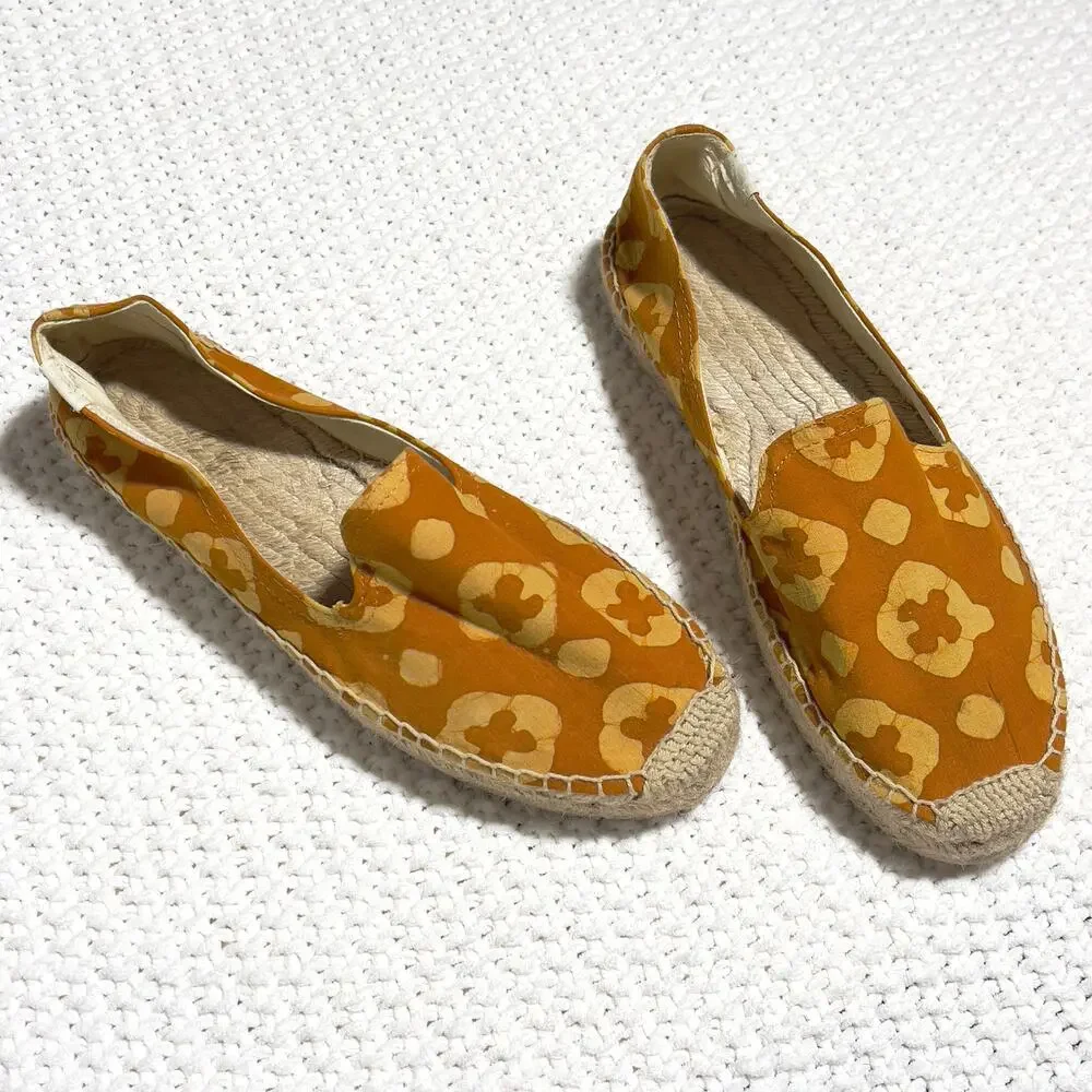 WREN X SOLUDOS Batik Medallion Platform Espadrille Canvas Boho Orange SZ 10
